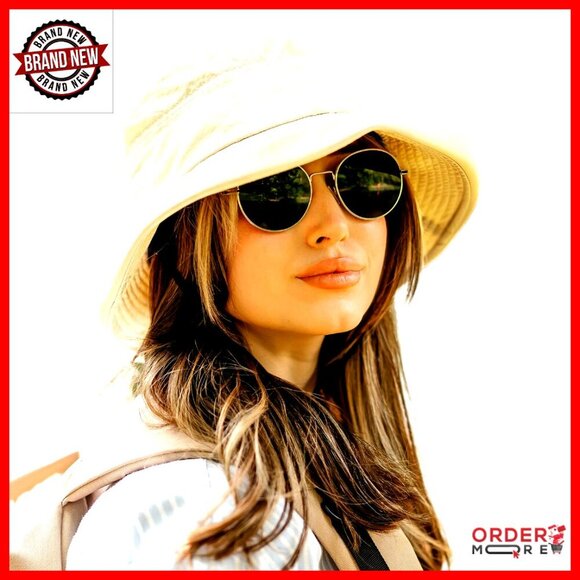 Wide Brim Bucket Sun Hat with Ponytail Hole UPF 50 Packable Travel main image 7